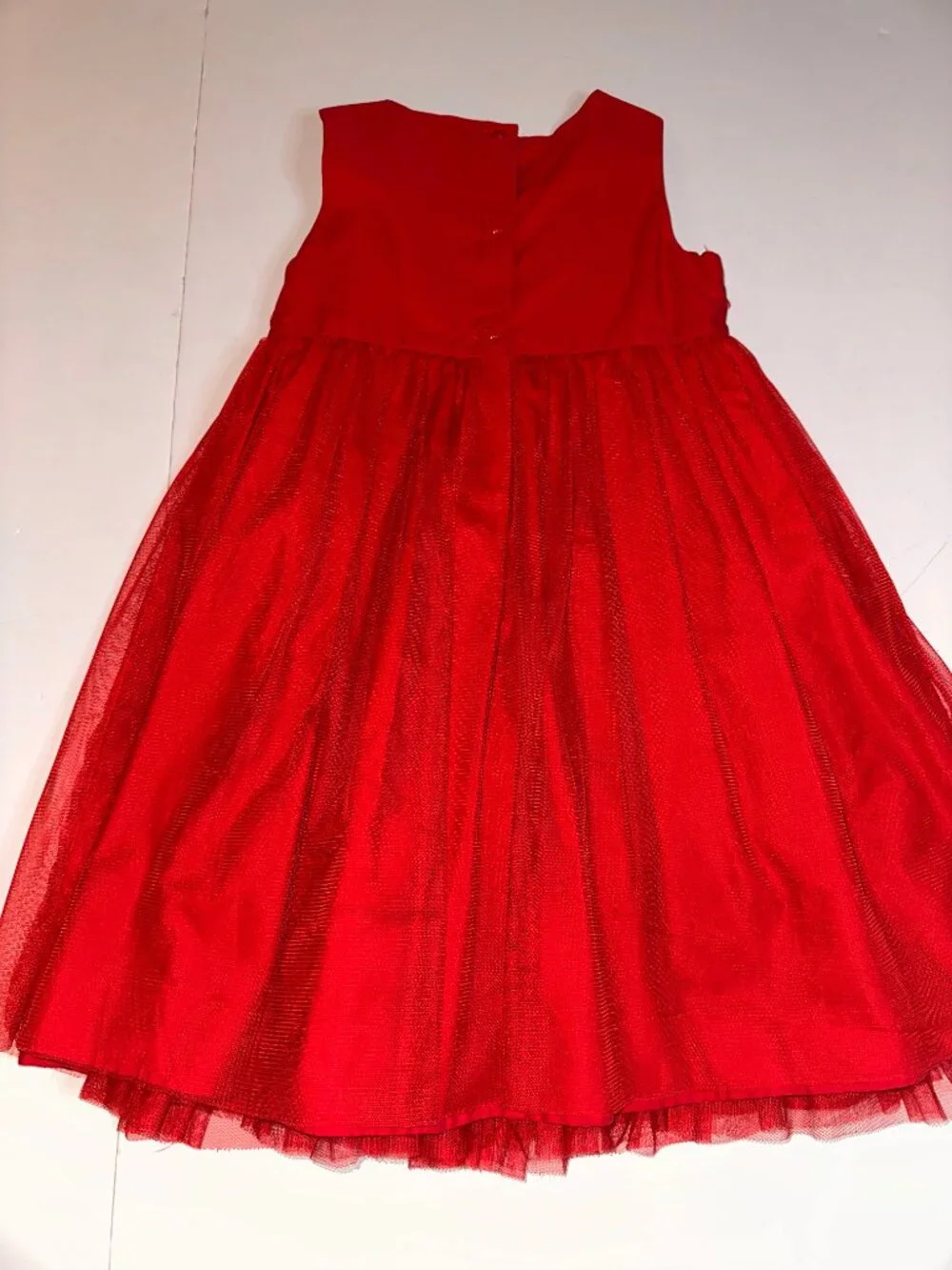 BABY GAP RED TULLE OVERLAY w/ PETAL FLOWERS BODICE-SLEEVELESS DRESS Sz 5 5T #648